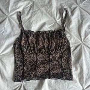 3/$20 Shein Cheetah Mesh  Rauche Top